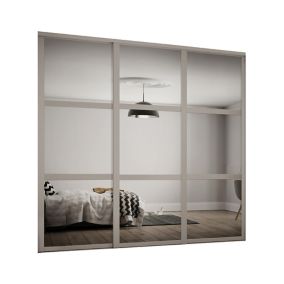 Contemporary Shaker Mirrored Matt stone grey 3 door Sliding Door kit (H)2260mm (W)2136mm