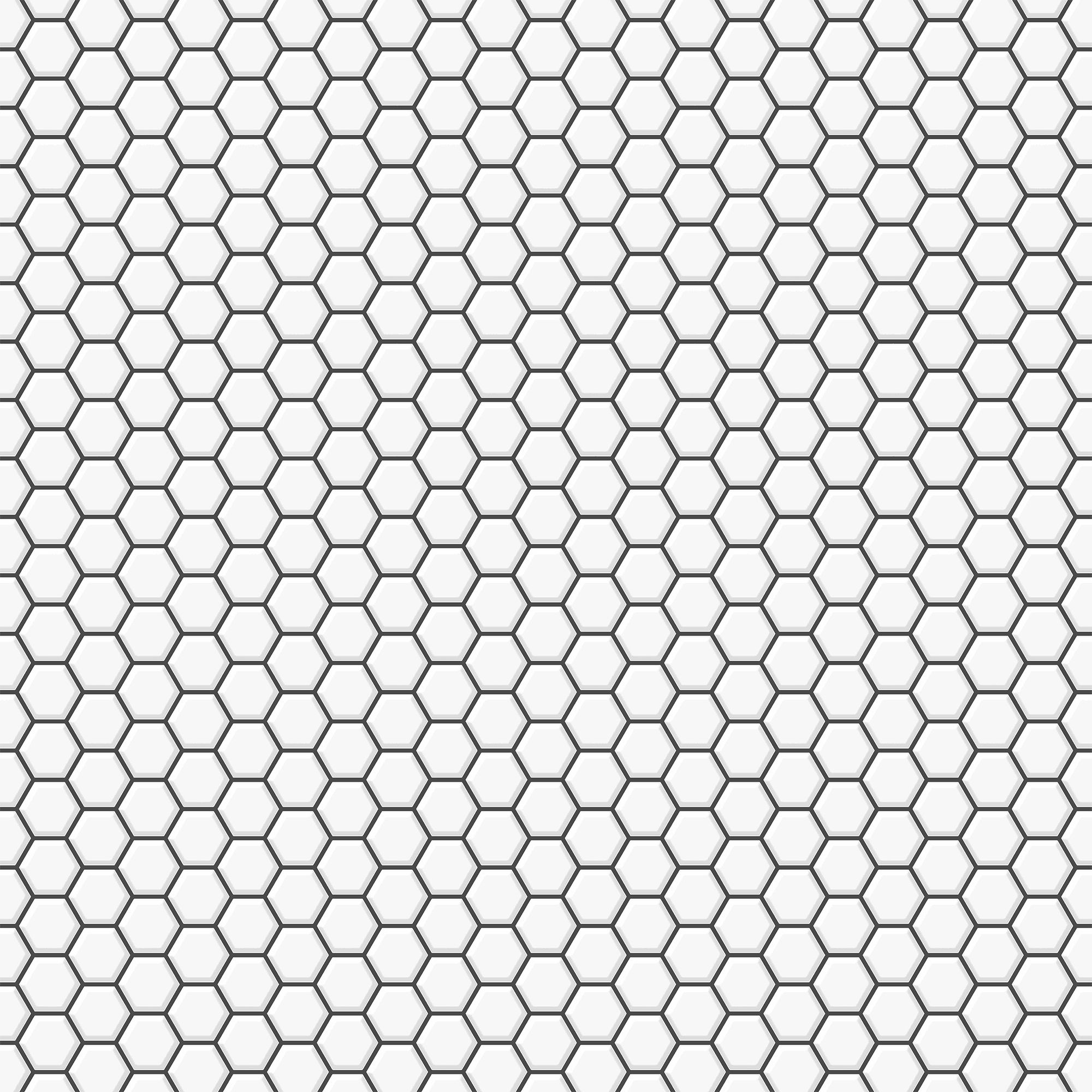 Contour Black & white Tile effect Hexagon lattice Textured Wallpaper