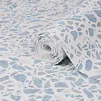 Contour Granito Blue Tile Wallpaper