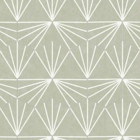 Contour Green Tile effect Smooth Wallpaper