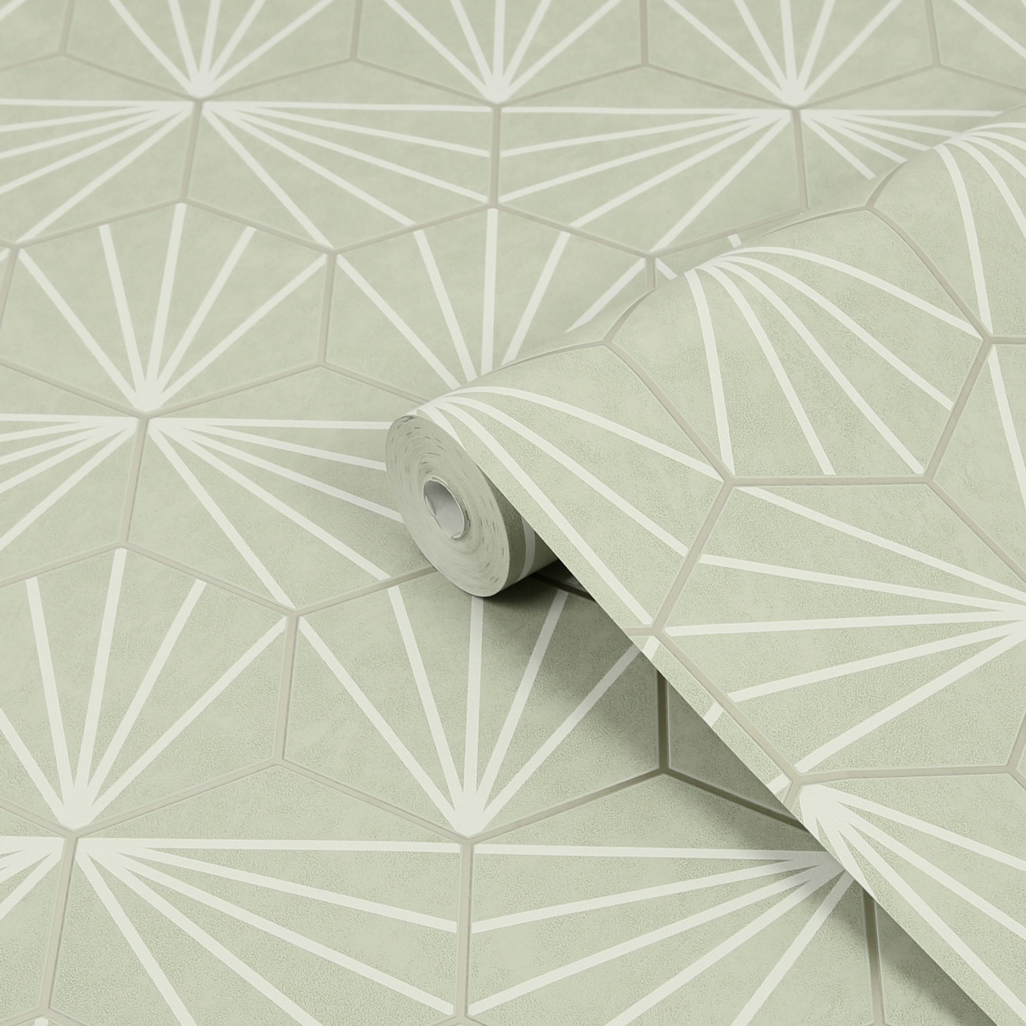 Contour Green Tile effect Smooth Wallpaper