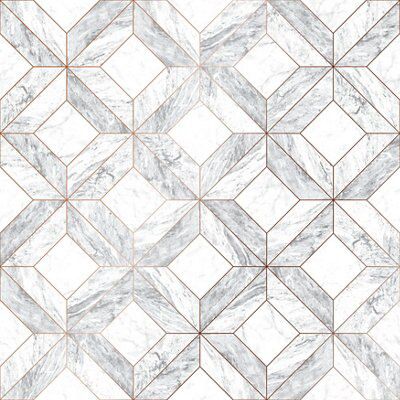 Contour Grey Marble marquetry Wallpaper