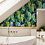 Contour Navy Palm leaves Smooth Wallpaper Sample