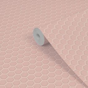Contour Pink Tile effect Smooth Wallpaper