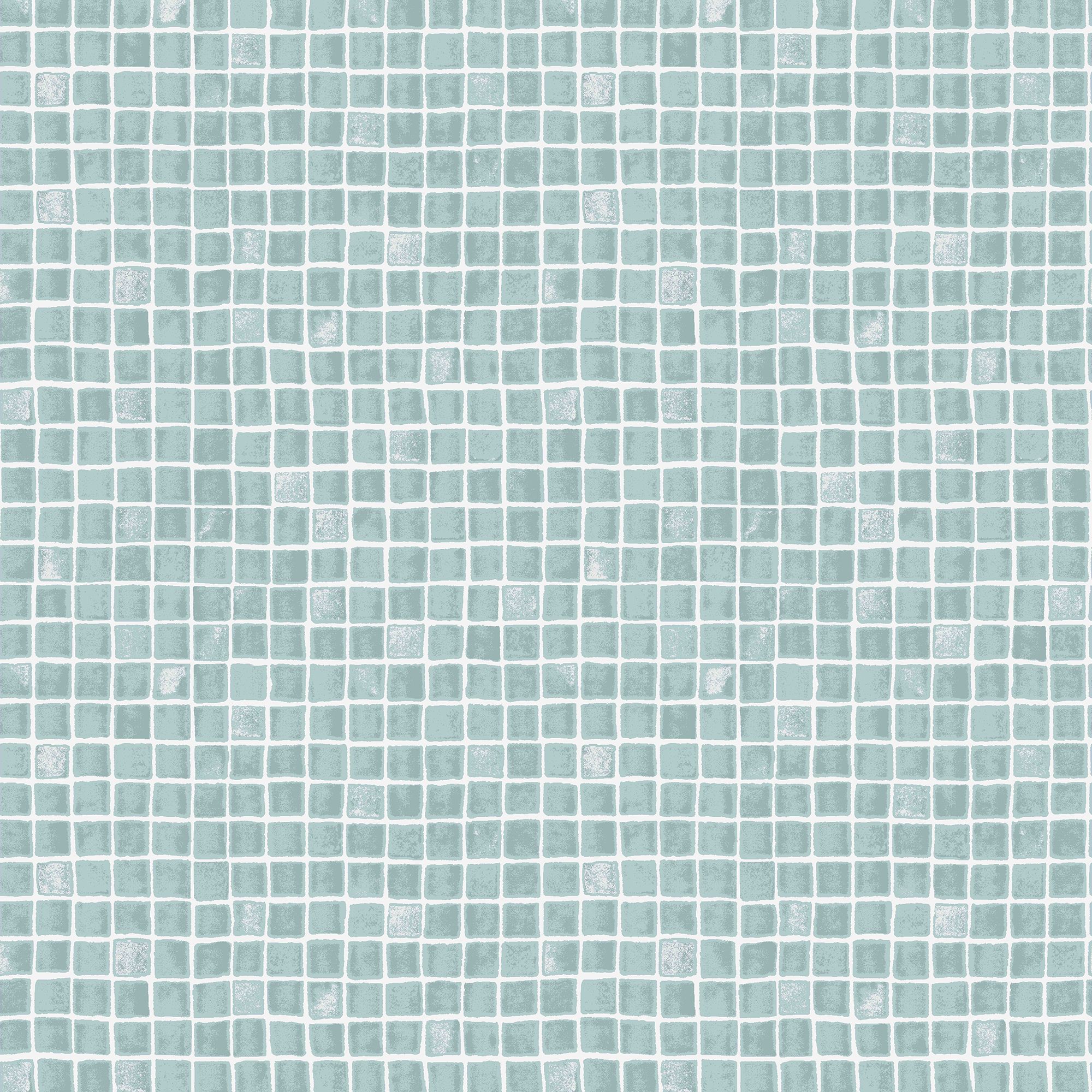 Contour Spectrum Duck egg Tile effect Mosaic Textured Wallpaper Sample