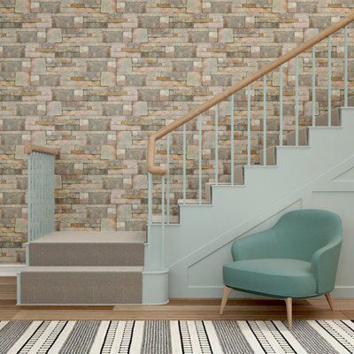 Contour Stone Sandstone brick Embossed Wallpaper