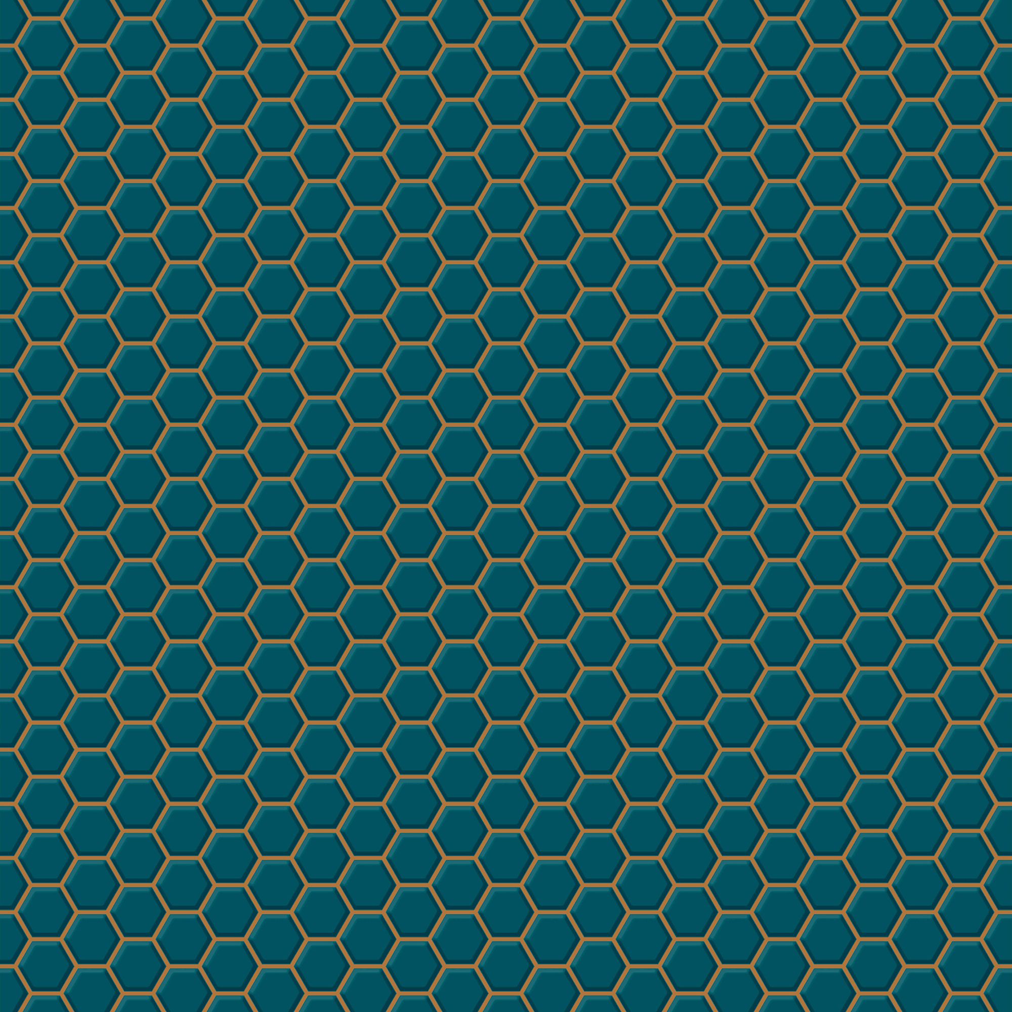 Contour Teal Tile effect Hexagon lattice Textured Wallpaper Sample