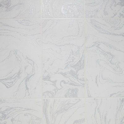 Contour White Marble tile Glitter effect Blown Wallpaper