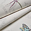 Contour White Nature trail Silver effect Textured Wallpaper Sample