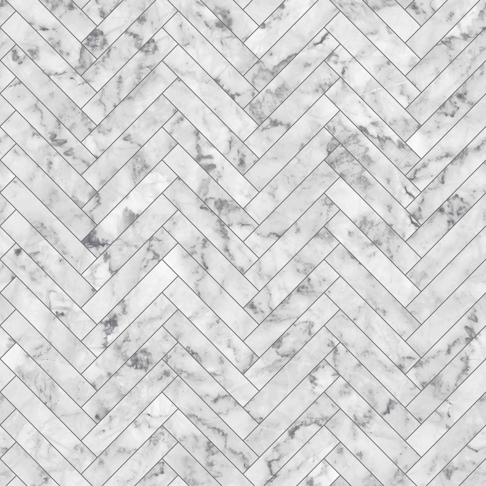 Contour White Tile effect Marble chevron Textured Wallpaper Sample