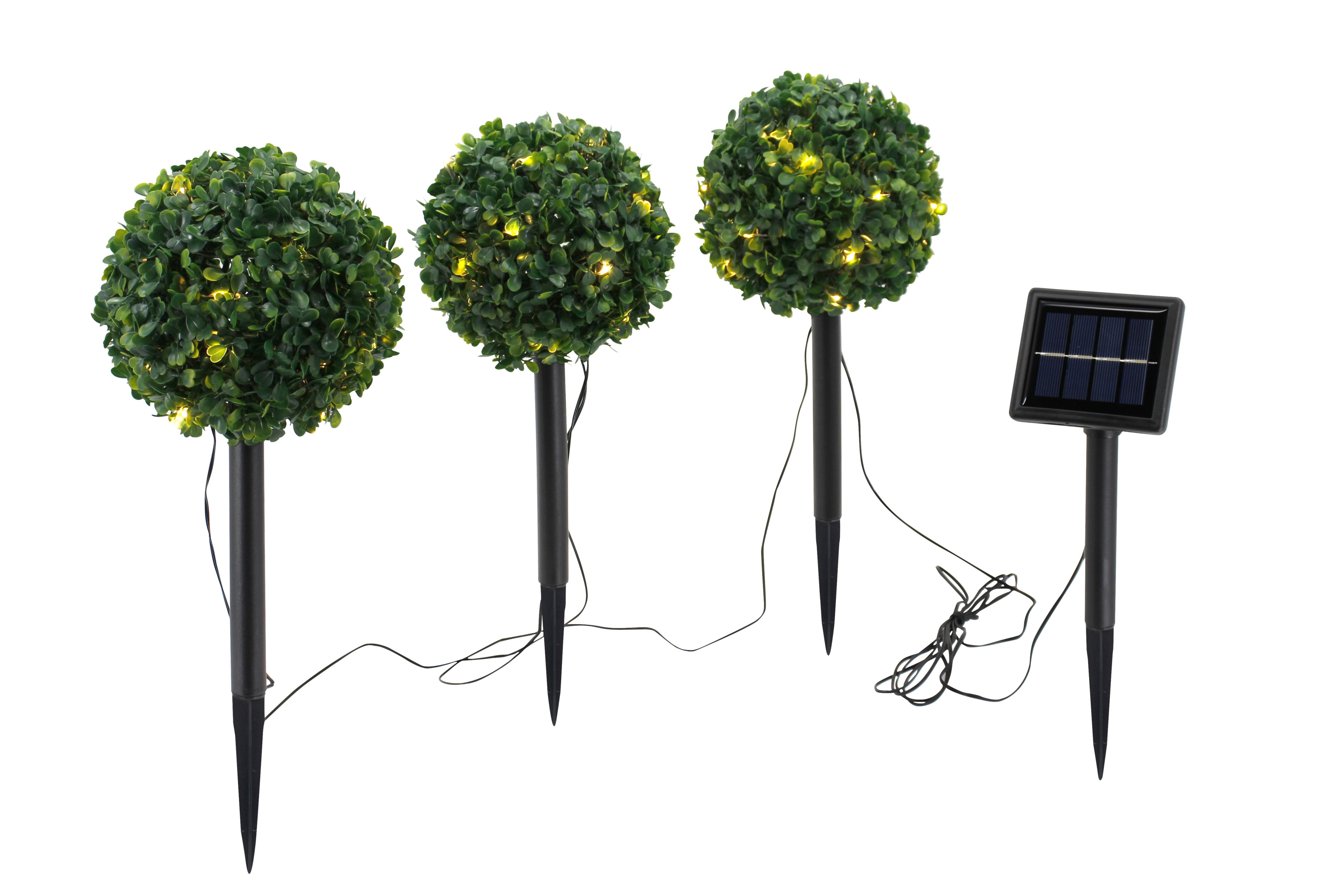 Coogee Green & black Topiary plastic grass ball Solar-powered ...