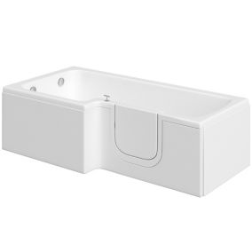 Cooke & Lewis Acrylic Right-handed L-shaped Walk-in White Shower 0 tap hole Bath (L)1700mm (W)850mm