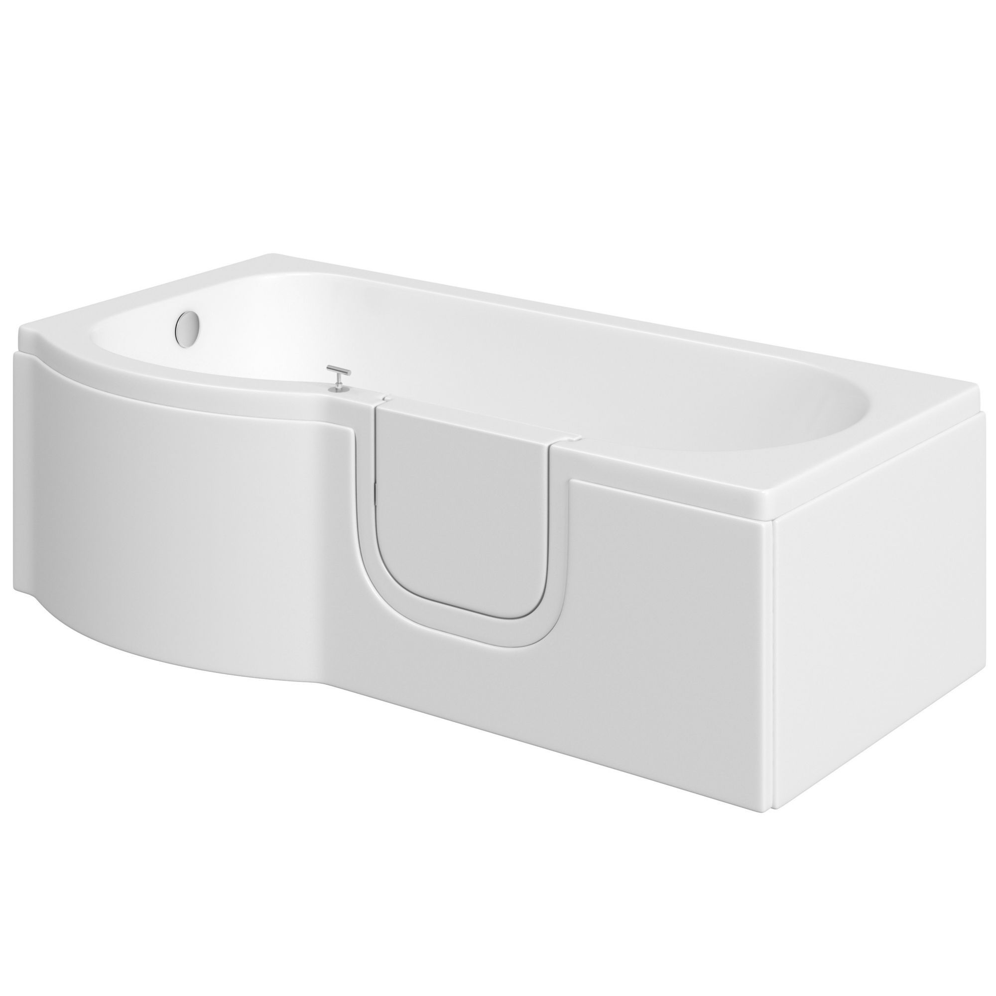 Cooke & Lewis Acrylic Right-handed P-shaped Walk-in White Shower 0 tap ...