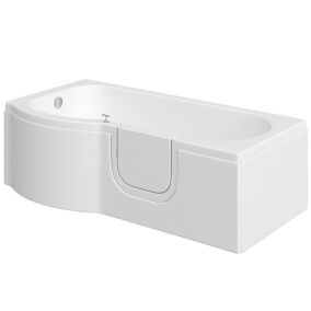 Cooke & Lewis Acrylic Right-handed P-shaped Walk-in White Shower 0 tap hole Bath (L)1675mm (W)850mm