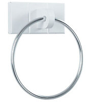 Cooke & Lewis Adelite White Carbon steel & wood Wall-mounted Towel ring (W)14cm