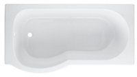 Cooke & Lewis Adelphi Acrylic Left-handed P-shaped White Shower 0 tap hole Bath (L)1495mm (W)800mm