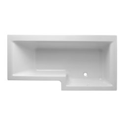 Cooke & Lewis Adelphi Acrylic Right-handed L-shaped Shower Bath (L)1675mm (W)850mm