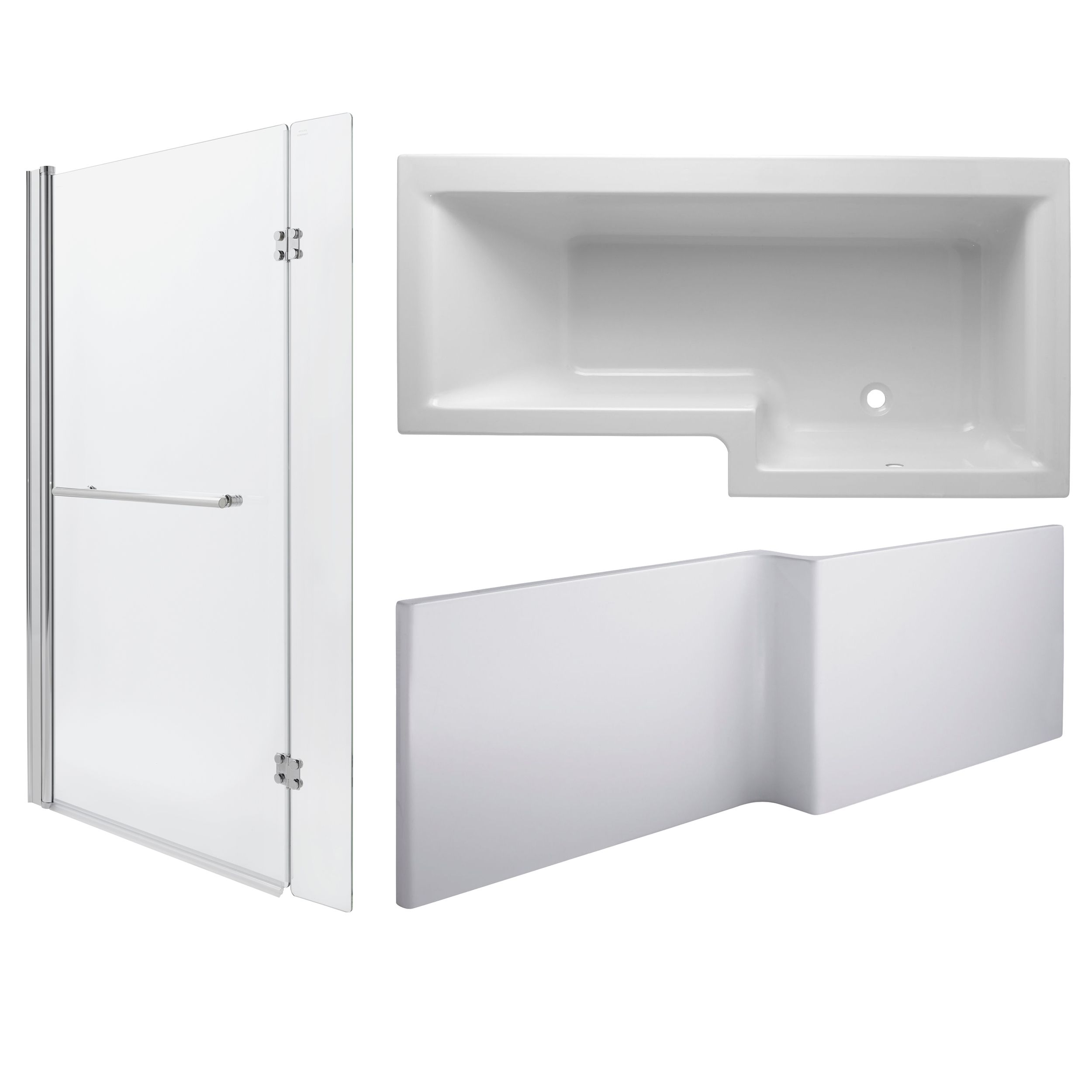 Cooke & Lewis Adelphi Lshaped 12 Shower Bath, panel, screen & air spa