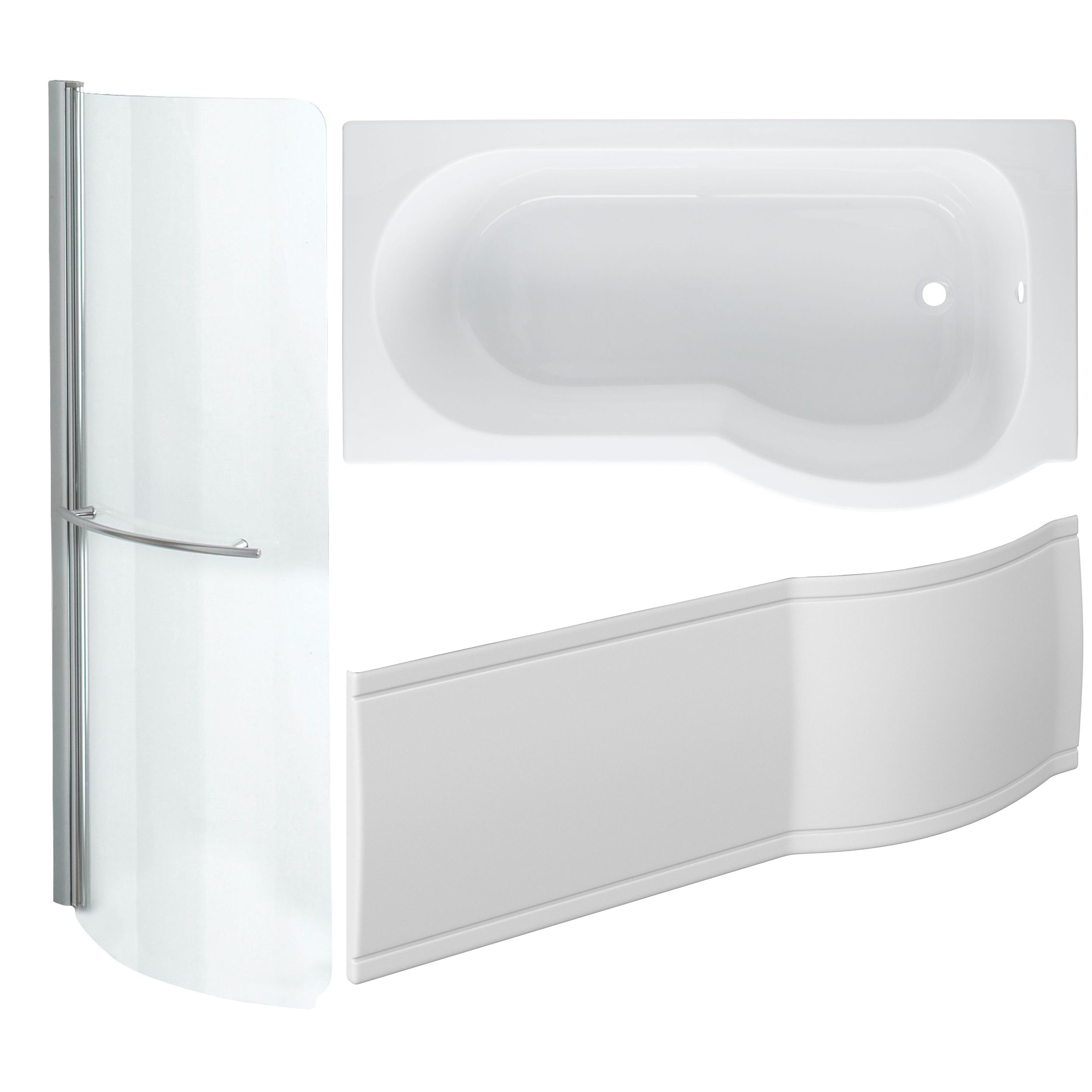 Cooke & Lewis Adelphi P-shaped Shower Bath, panel & screen set, (L)1500mm (W)800mm | DIY at B&Q