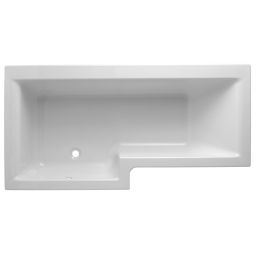 Cooke & Lewis Adelphi Supercast acrylic Left-handed L-shaped Shower Bath (L)1675mm (W)850mm