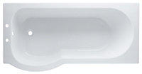 Cooke & Lewis Adelphi Supercast acrylic Left-handed P-shaped White Shower 0 tap hole Bath (L)1675mm (W)850mm