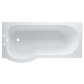 Cooke & Lewis Adelphi Supercast acrylic Left-handed P-shaped White Shower 0 tap hole Bath (L)1675mm (W)850mm
