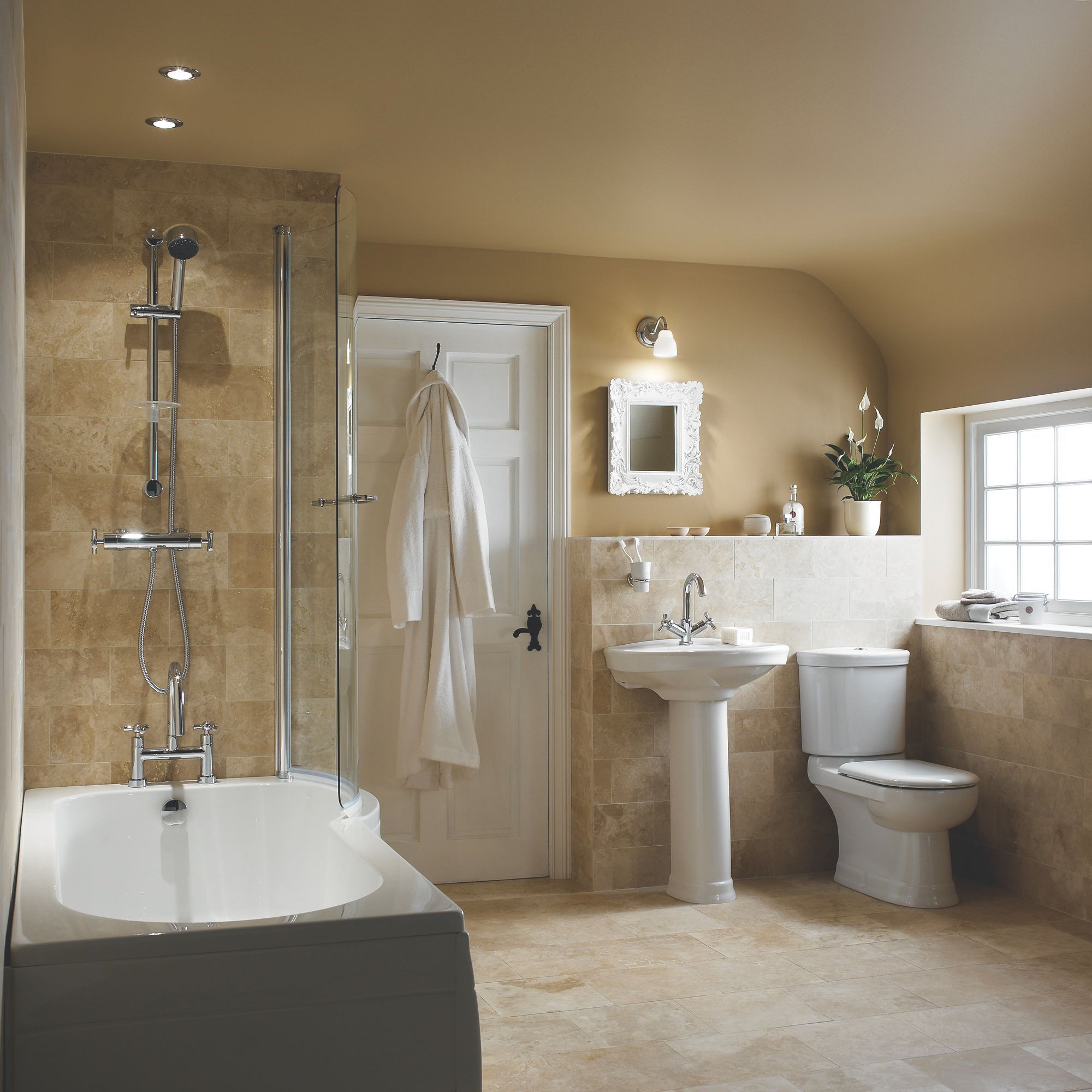 Cooke & Lewis Adelphi White Oval Right-handed Bath with 0 Tap holes (L)167.5cm (W)85cm