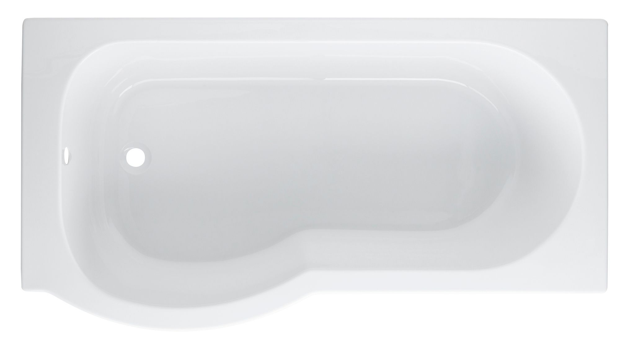 Cooke & Lewis Adelphi White P-shaped Shower LH Bath Curved (L)149.5cm (W)80cm