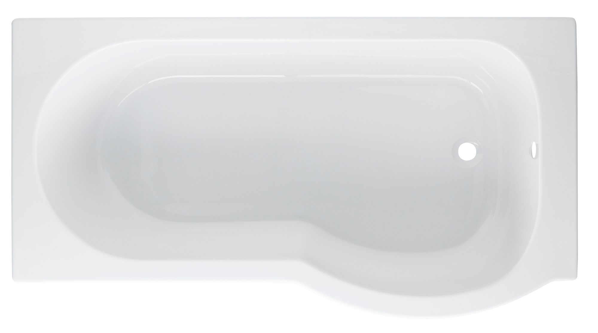 Cooke & Lewis Adelphi White P-shaped Shower RH Bath Curved (L)149.5cm (W)80cm