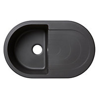Cooke & Lewis Agnesi Black Composite quartz 1 Bowl Sink & drainer 500mm x 790mm