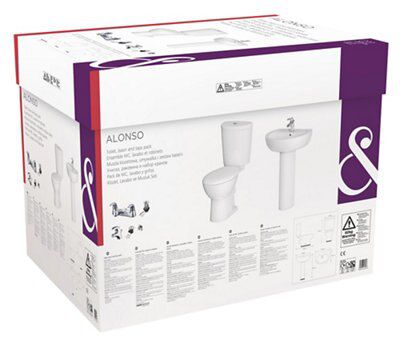 Cooke & Lewis Alonso White Close-coupled Toilet, basin & tap pack