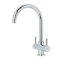 Cooke & Lewis Amsel Chrome effect Kitchen Twin lever Tap