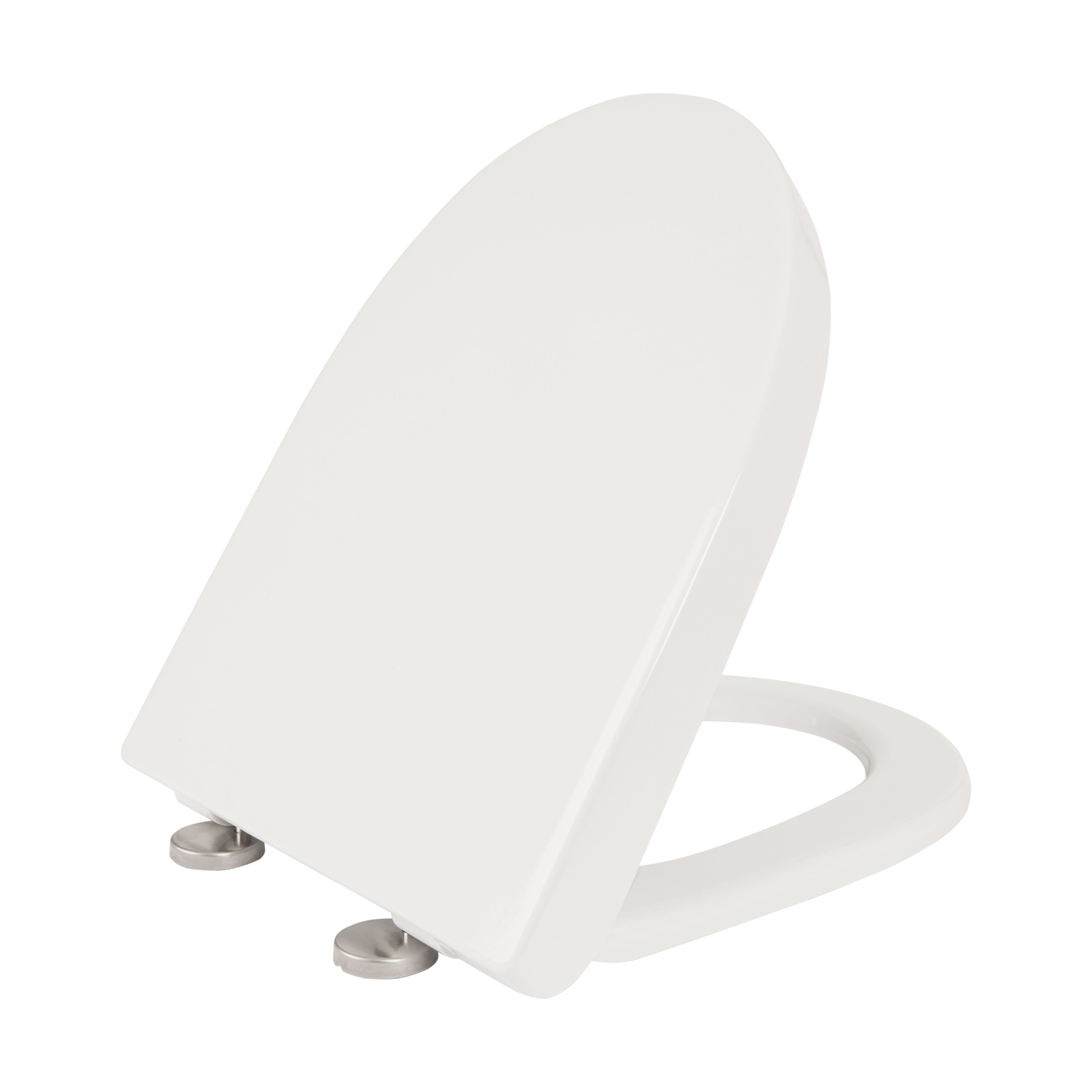 Cooke & Lewis Angelica White Top fix Raised Soft close Toilet seat