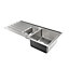 Cooke & Lewis Apollonia Brushed Stainless steel 1.5 Bowl Sink & drainer (W)500mm x (L)1004mm