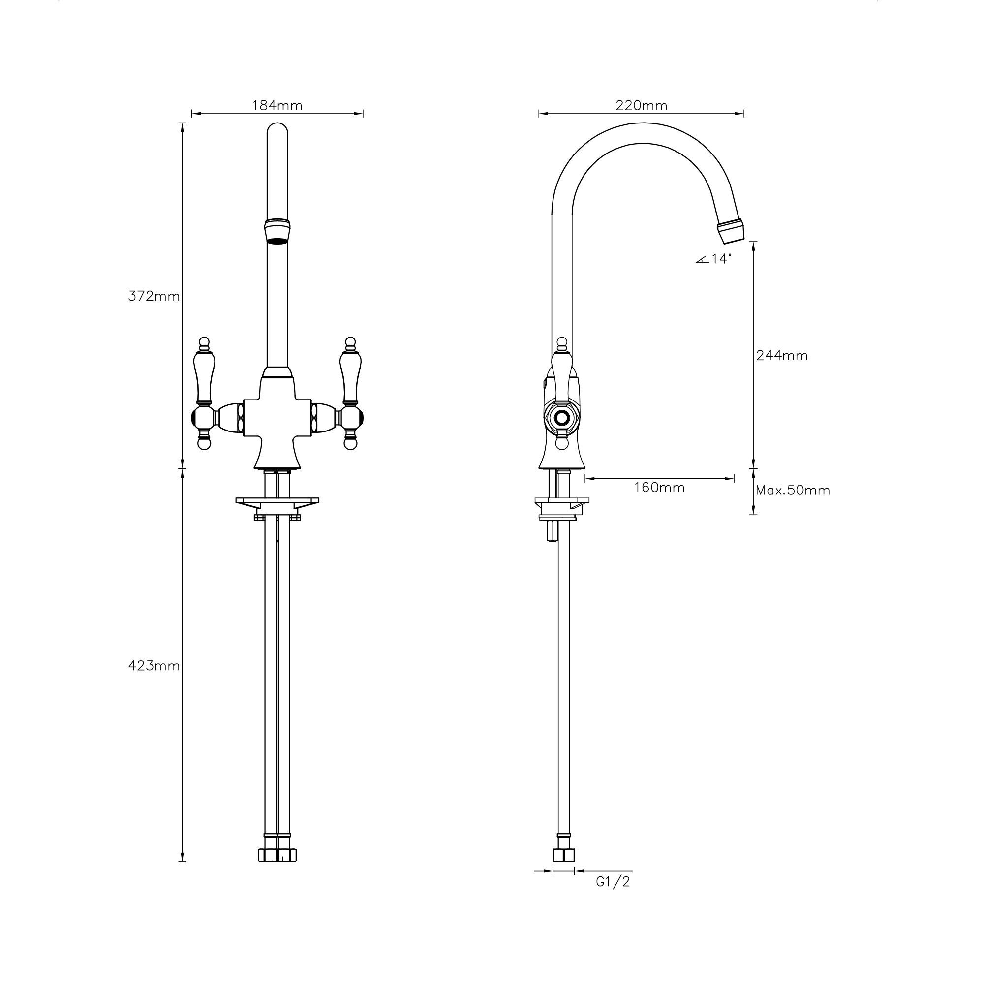 Cooke & Lewis Apsley Chrome effect Kitchen Dual lever Tap