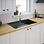 Cooke & Lewis Arber Black Granite 1 Bowl Sink & drainer (W)500mm x (L)860mm