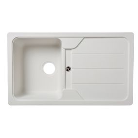 Cooke & Lewis Arber White Composite quartz 1 Bowl Sink & drainer 500mm x 860mm