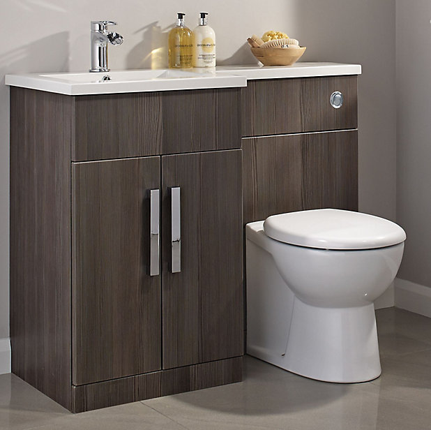 Cooke Lewis Ardesio Bodega Grey Left Handed Vanity Toilet Unit Diy At B Q - Bathroom Toilet And Sink Unit Grey