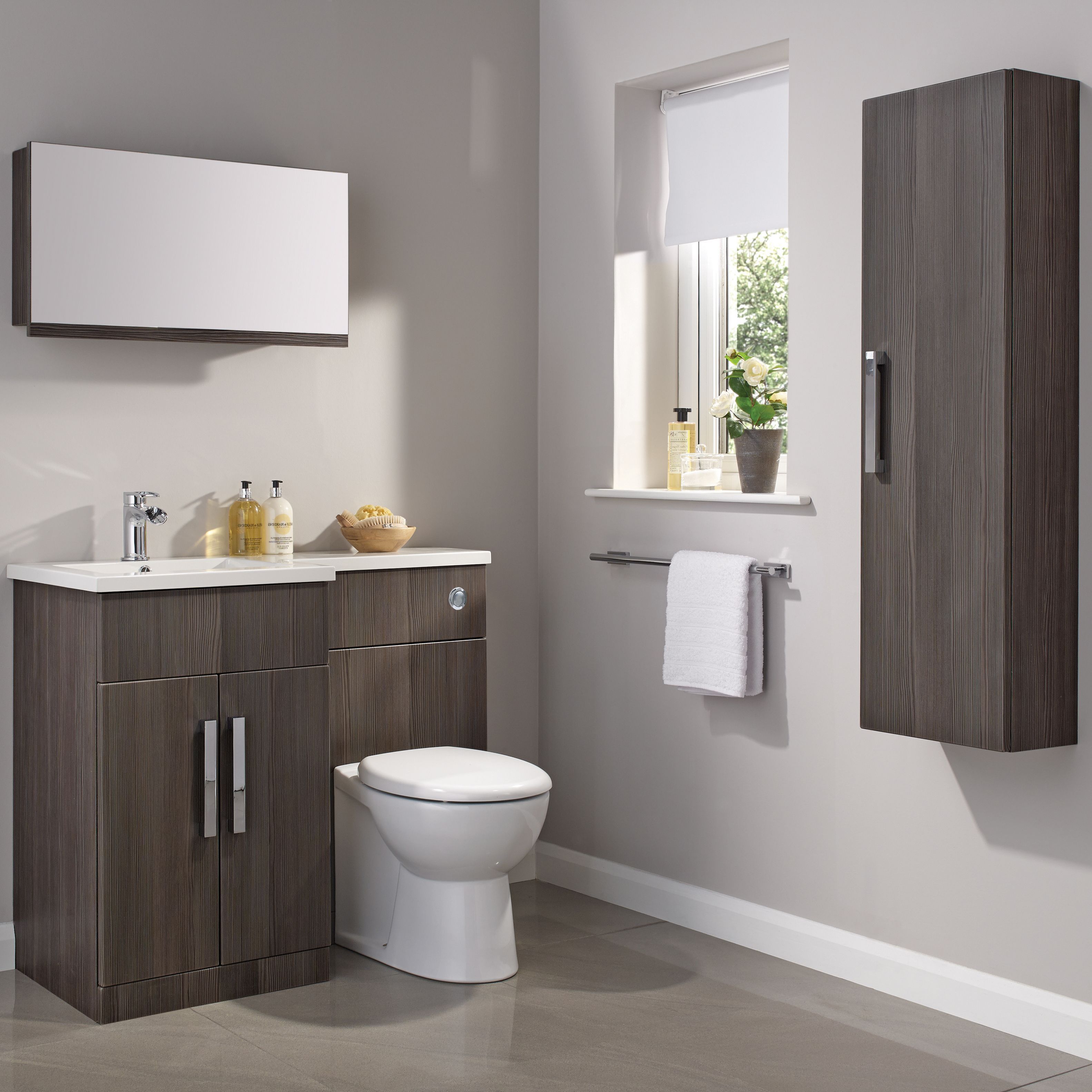Cooke & Lewis Ardesio Bodega grey Left-handed Vanity & toilet unit
