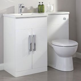 Cooke & Lewis Ardesio Gloss White Left-handed Vanity & toilet unit