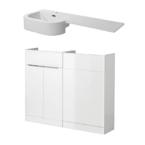 Cooke & Lewis Ardesio Gloss White Vanity unit & basin set (H)820mm