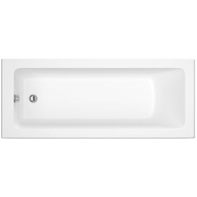 Cooke & Lewis Arezzo Acrylic Rectangular White Straight 0 tap hole Bath (L)1400mm (W)700mm