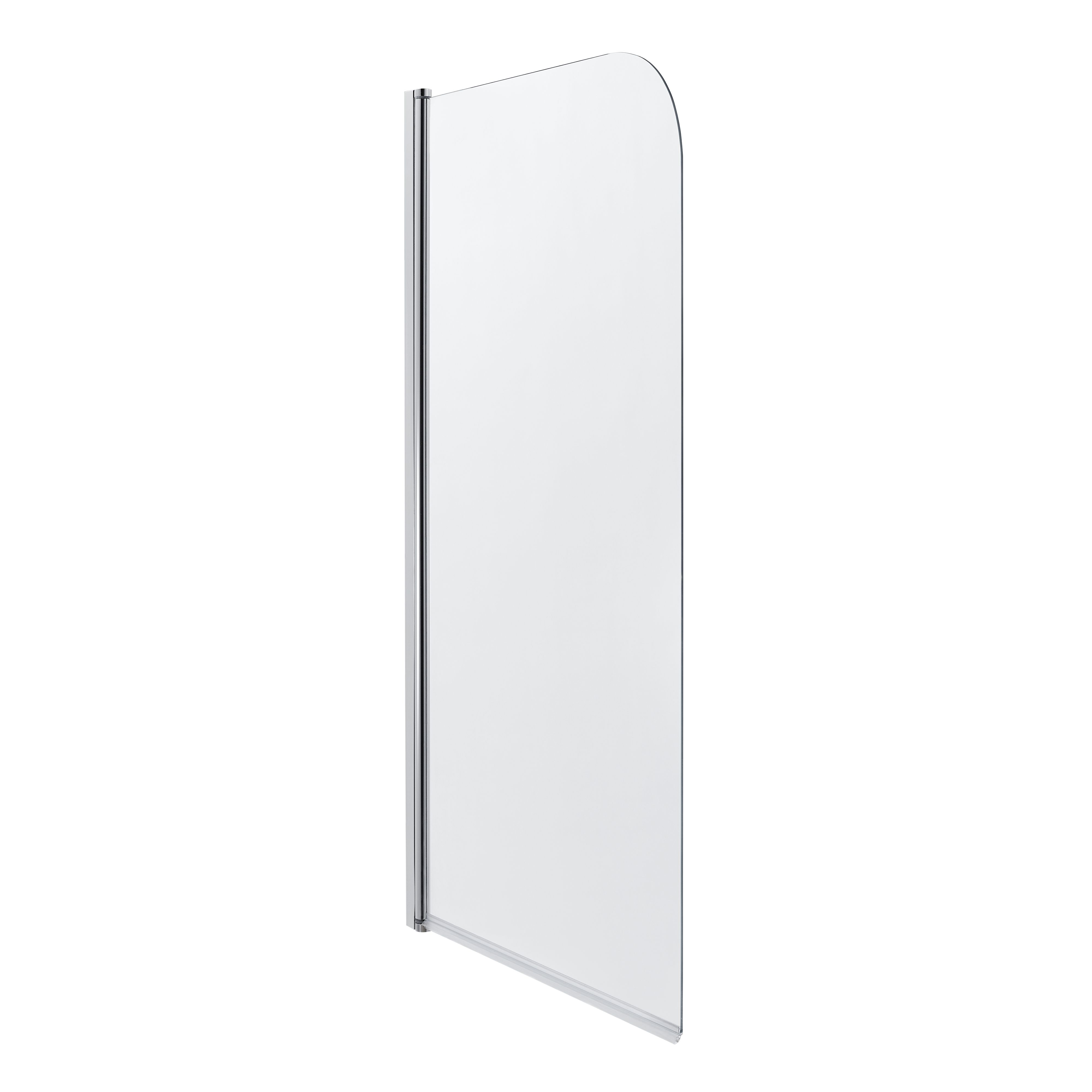 Cooke & Lewis Arkell Straight 1 panel Clear glass Silver effect frame Bath screen, (W) 750mm (H) 1300mm