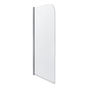 Cooke & Lewis Arkell Straight 1 panel Clear glass Silver effect frame Bath screen, (W) 750mm (H) 1300mm