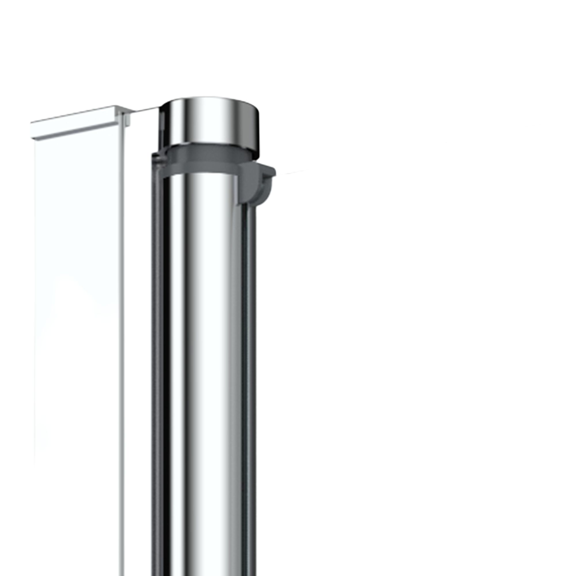 Cooke & Lewis Arkell Straight 1 panel Clear glass Silver effect frame Bath screen, (W) 750mm (H) 1300mm