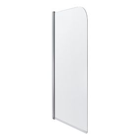 Cooke & Lewis Arkell Straight 1 panel Clear Silver effect frame Bath screen, (H)130cm (W)750mm