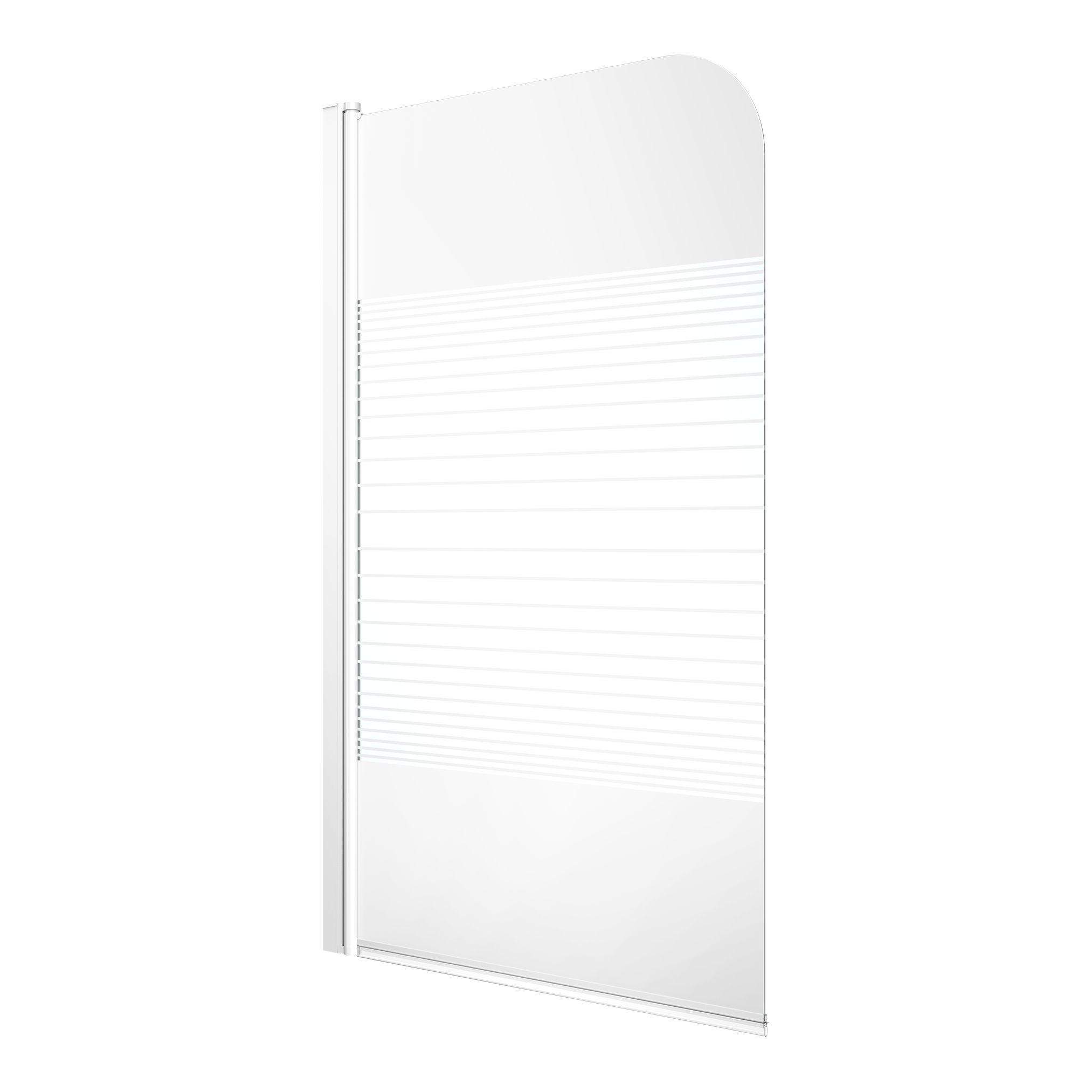 Cooke & Lewis Arkell Straight 1 panel Serigraph Frosted glass White Bath screen, (W) 750mm (H) 1300mm