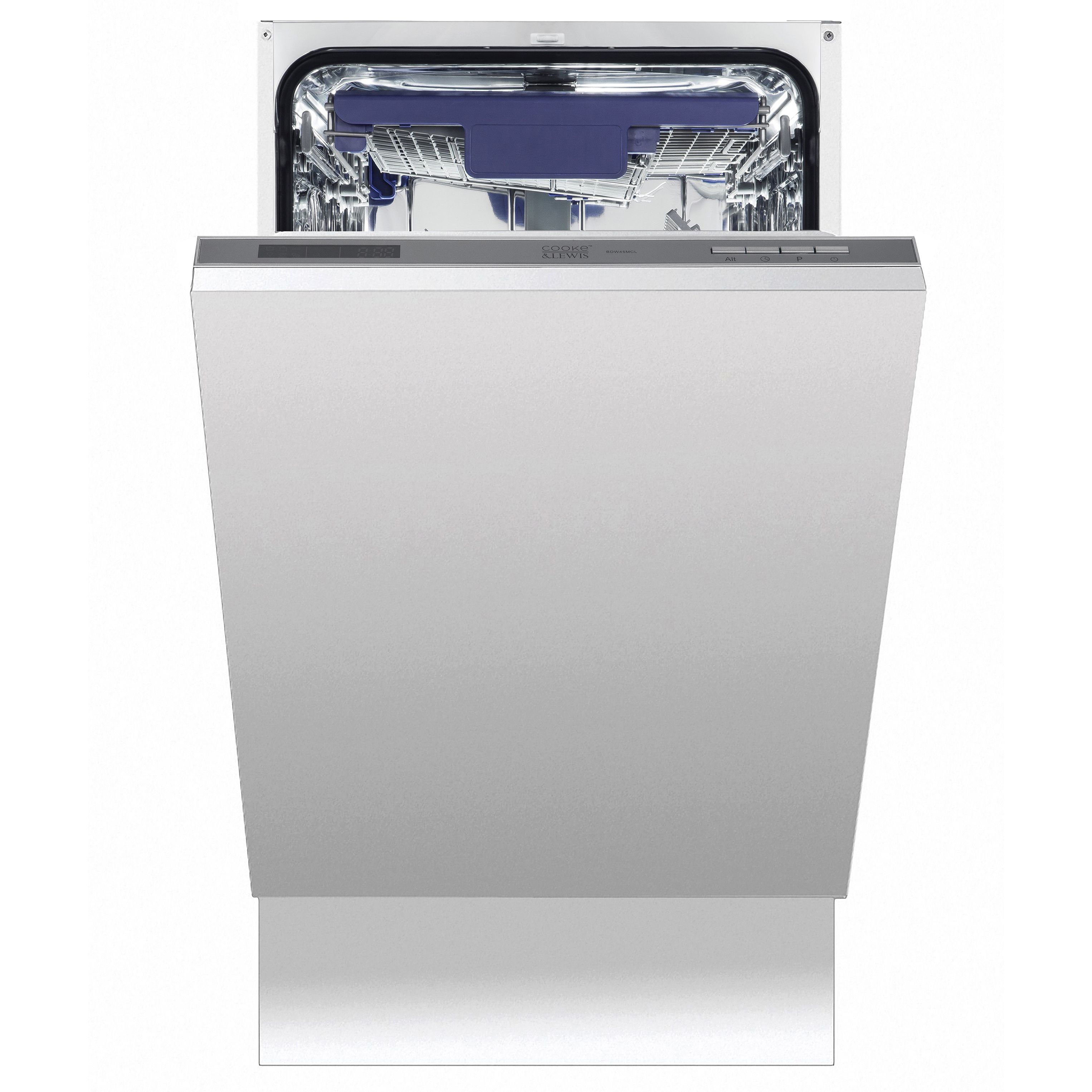 Cooke & Lewis BDW45MCL Integrated White Slimline Dishwasher DIY at B&Q