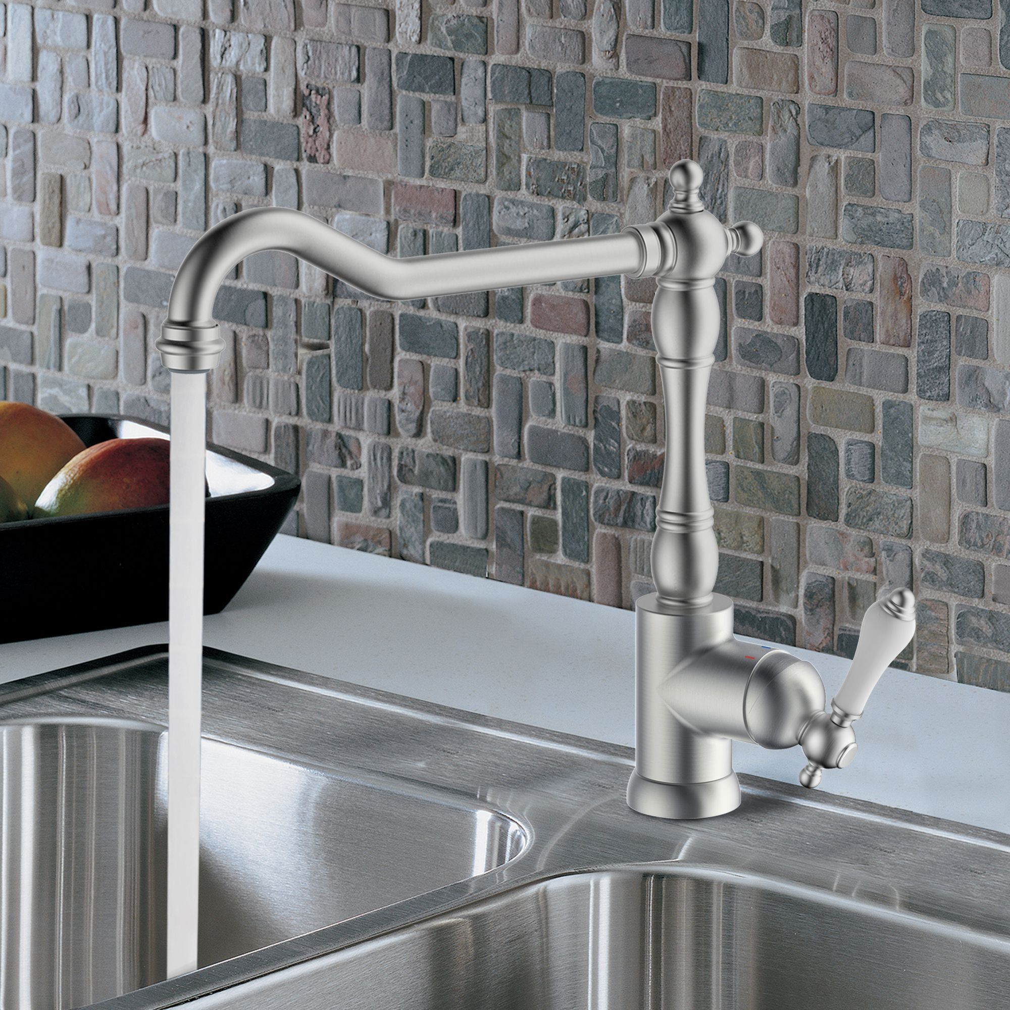 Cooke & Lewis Belmore Nickel effect Kitchen Side lever Tap | DIY 