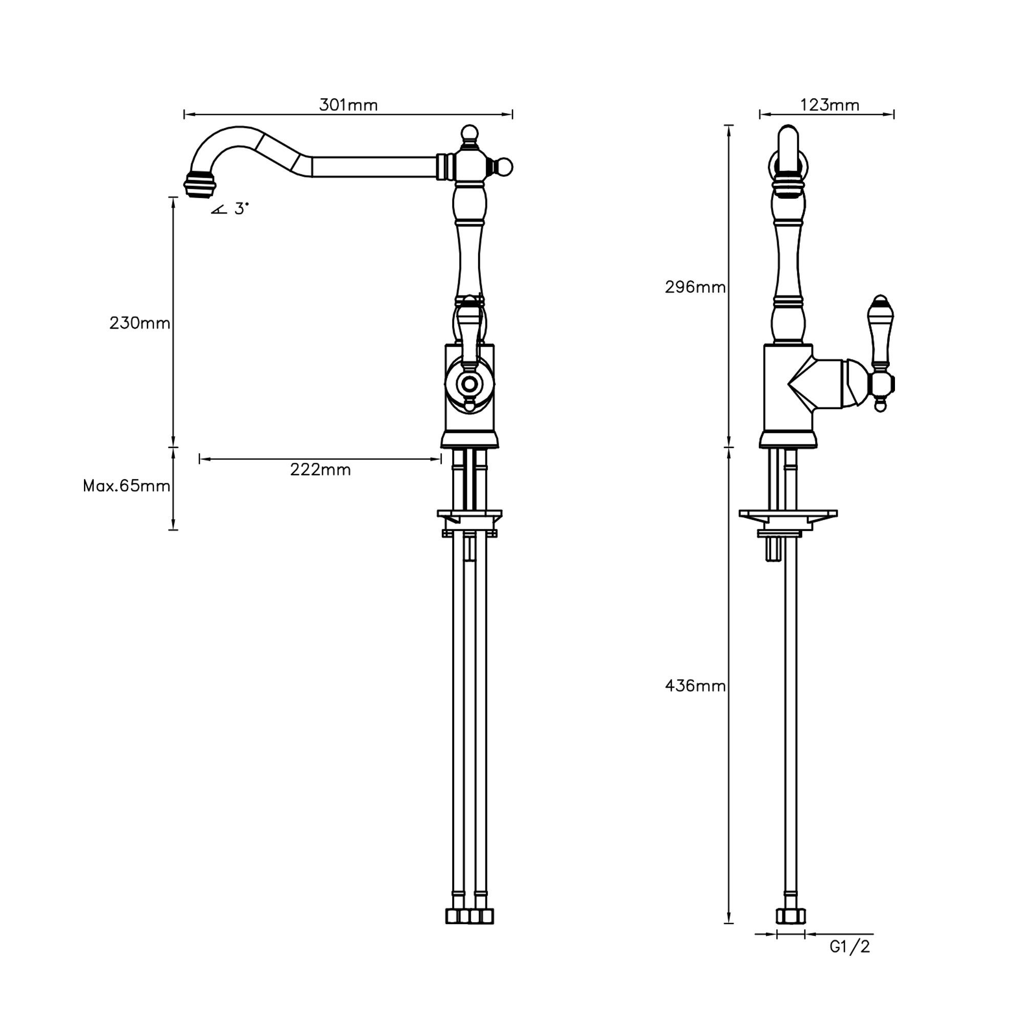 Cooke & Lewis Belmore Nickel effect Kitchen Side lever Tap
